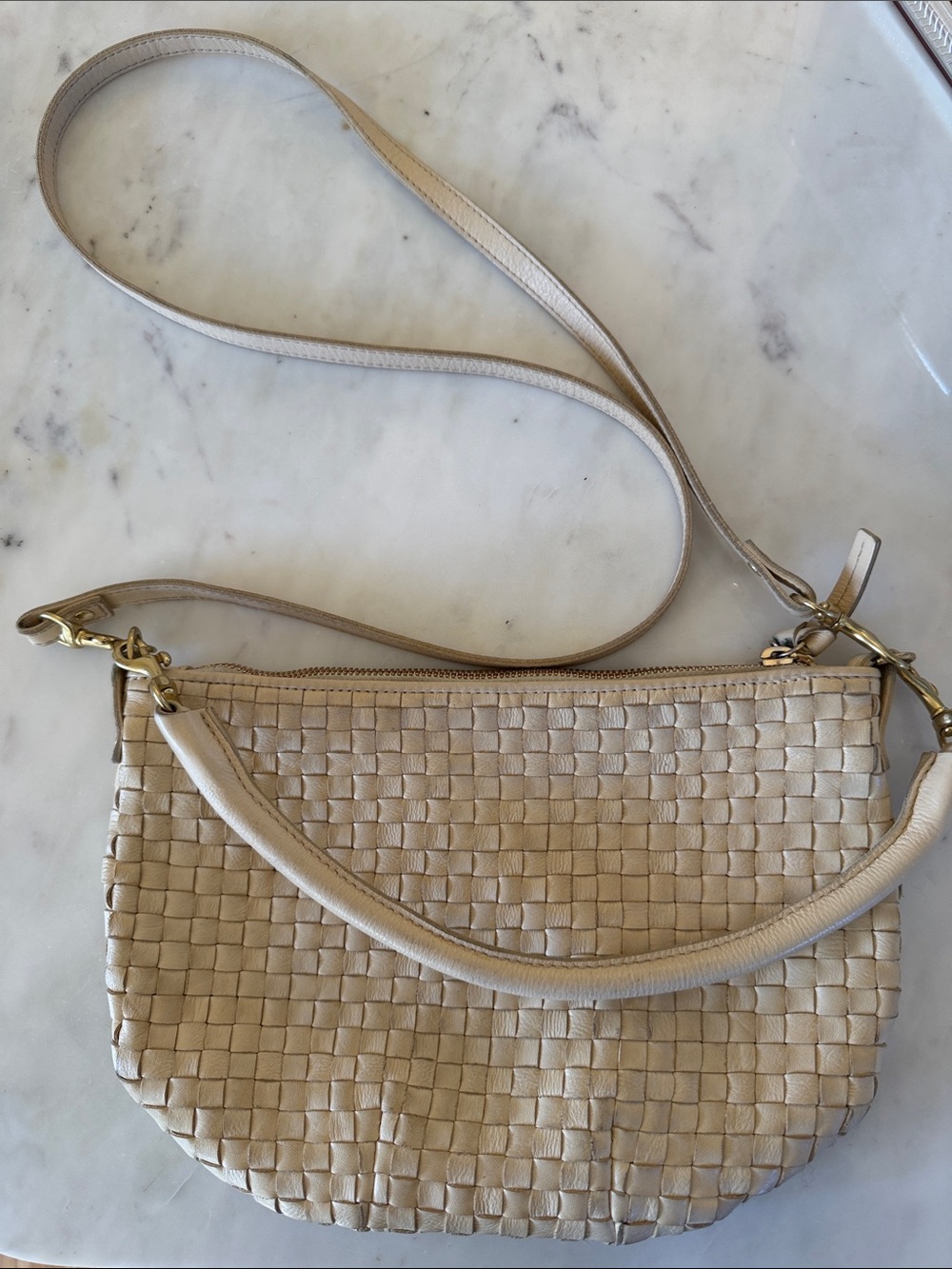 Clare V. Petit Moyeb Woven Crossbody Bag in buttercream